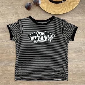 VANS OTW black and white striped crop tee